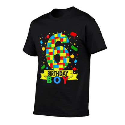 6 Year Old Building Blocks 6th Birthday Boy Brick Builder  Wrinkle-resistant T-Shirt