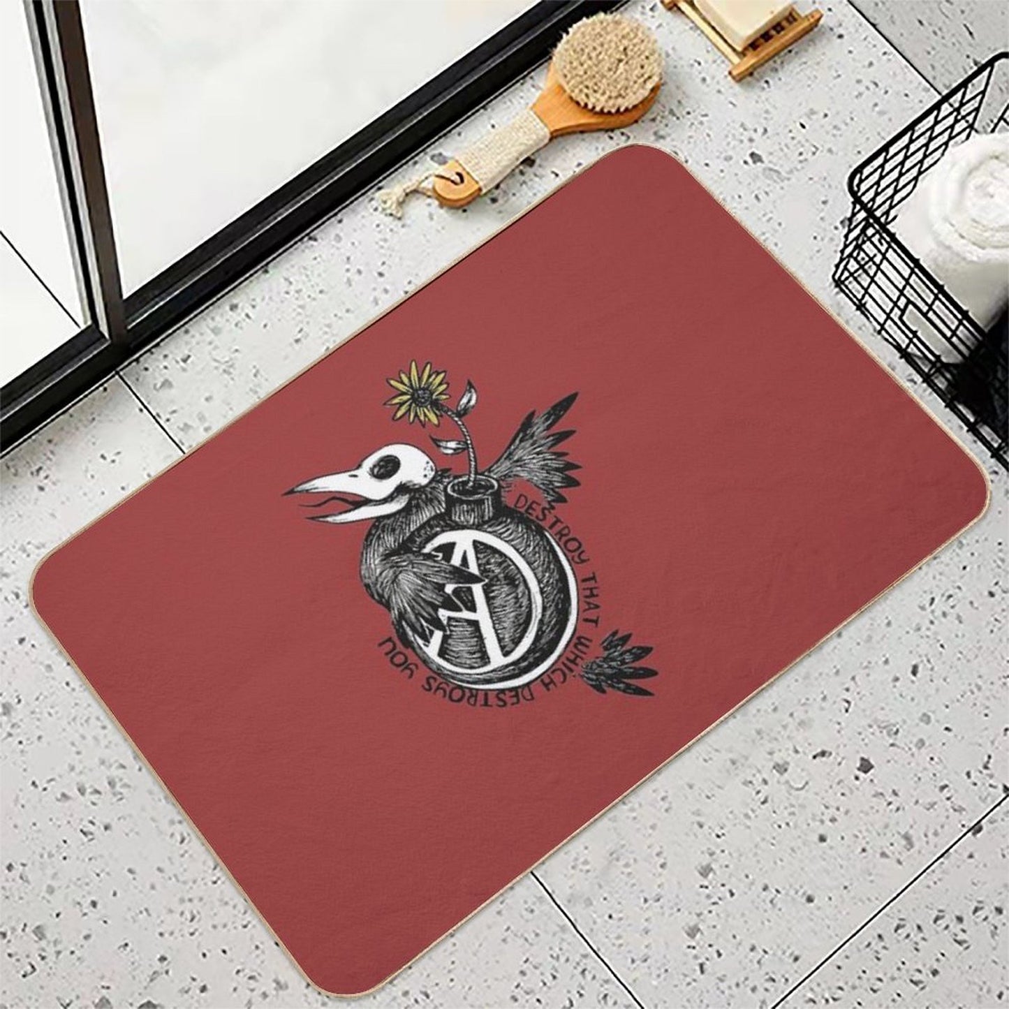 Destroy That Which Destroys You - Anarchist, Radical, Bird  Fade-Resistant Bath Mat