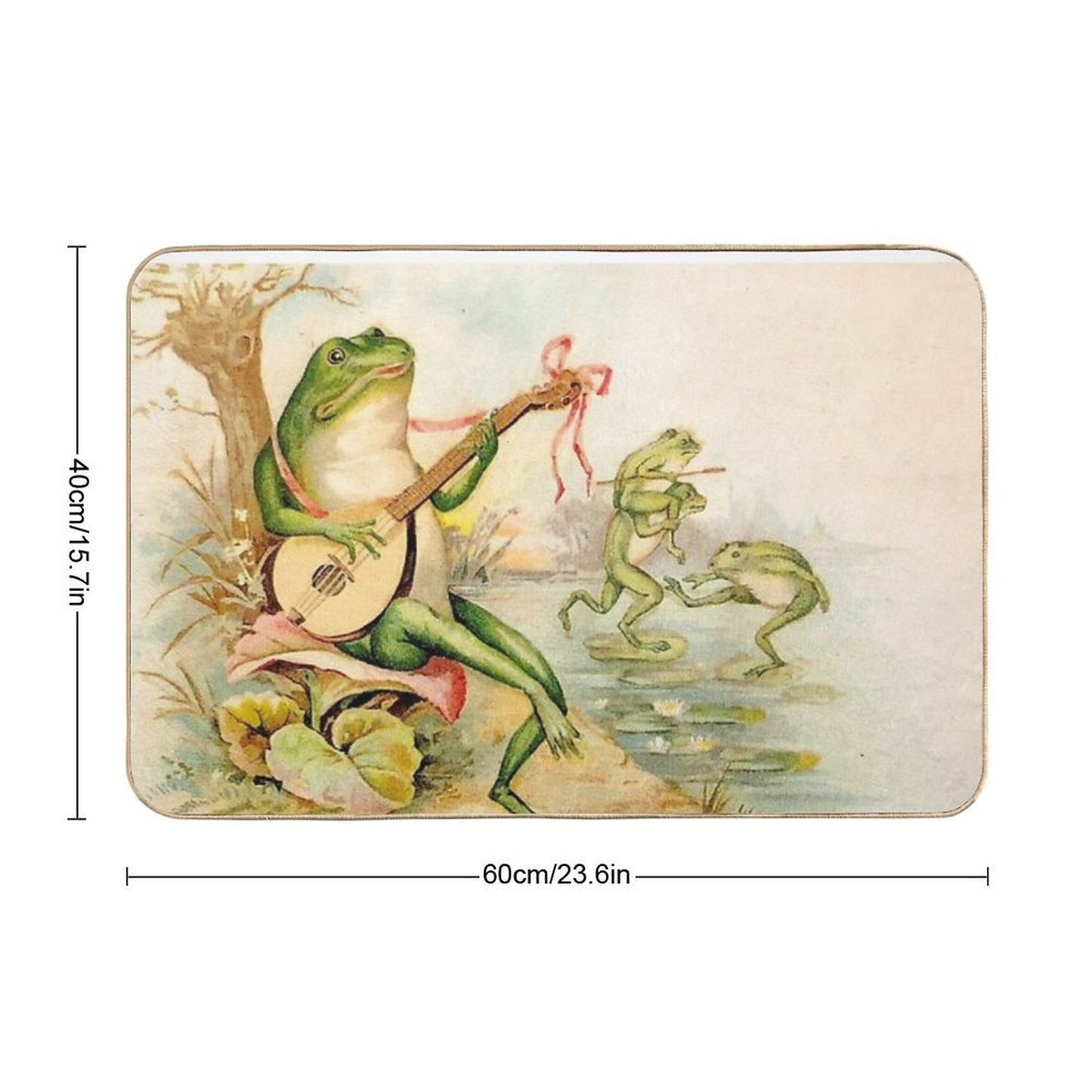 FROG STRUMMING  Vintage Abstract Entertainment Print  Rapid-Drying Bath Mat