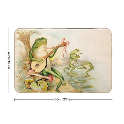 FROG STRUMMING  Vintage Abstract Entertainment Print  Rapid-Drying Bath Mat