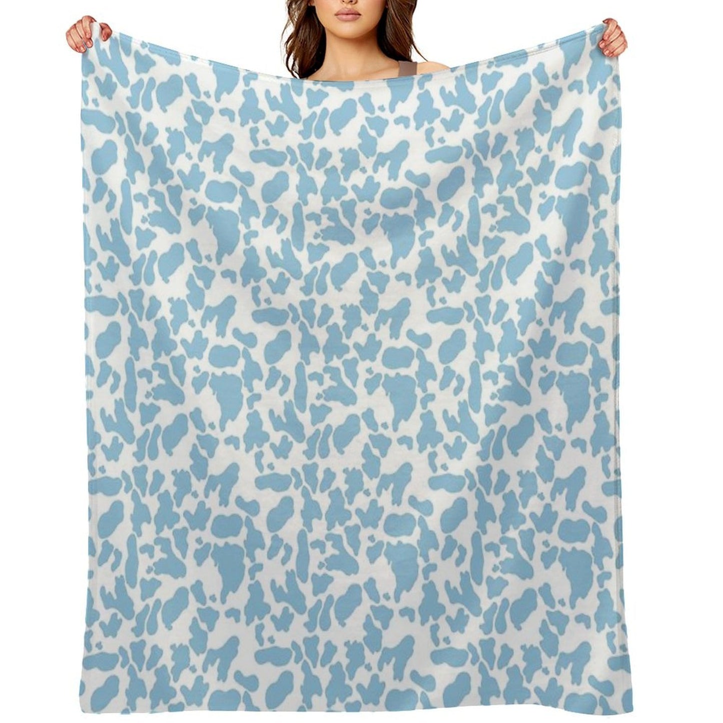 Blue Cow Print Comfort Throw Blanket