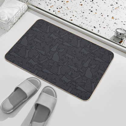 Velvet Hex Gothic Cat Silhouettes Pattern in Black  Stain-Proof Bath Mat