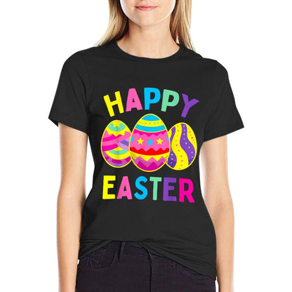 Happy Easter Day, Cute Colorful Egg Hunting Women Boys Girls  Odor-resistant T-Shirt