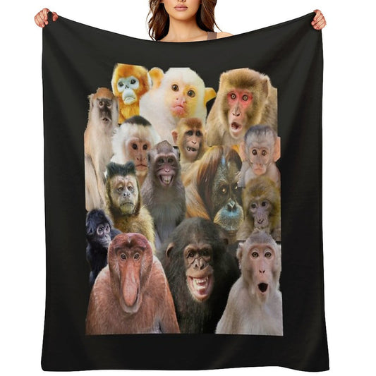 Monkies Smiles Sustainable Throw Blanket