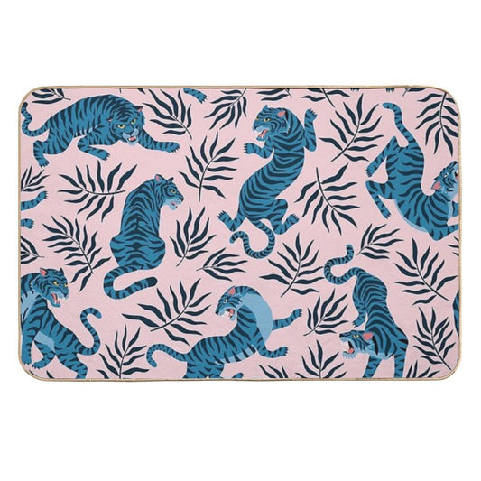 Asian Tigers And Tropical Leaves  Versatile Bath Mat