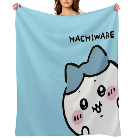 Peek A Boo Hachiware ハチワレ  Chiikawa ちいかわ Usagi うさぎ  Cute Kawaii Characters Bear Cat Rabbit Versatility Throw Blanket