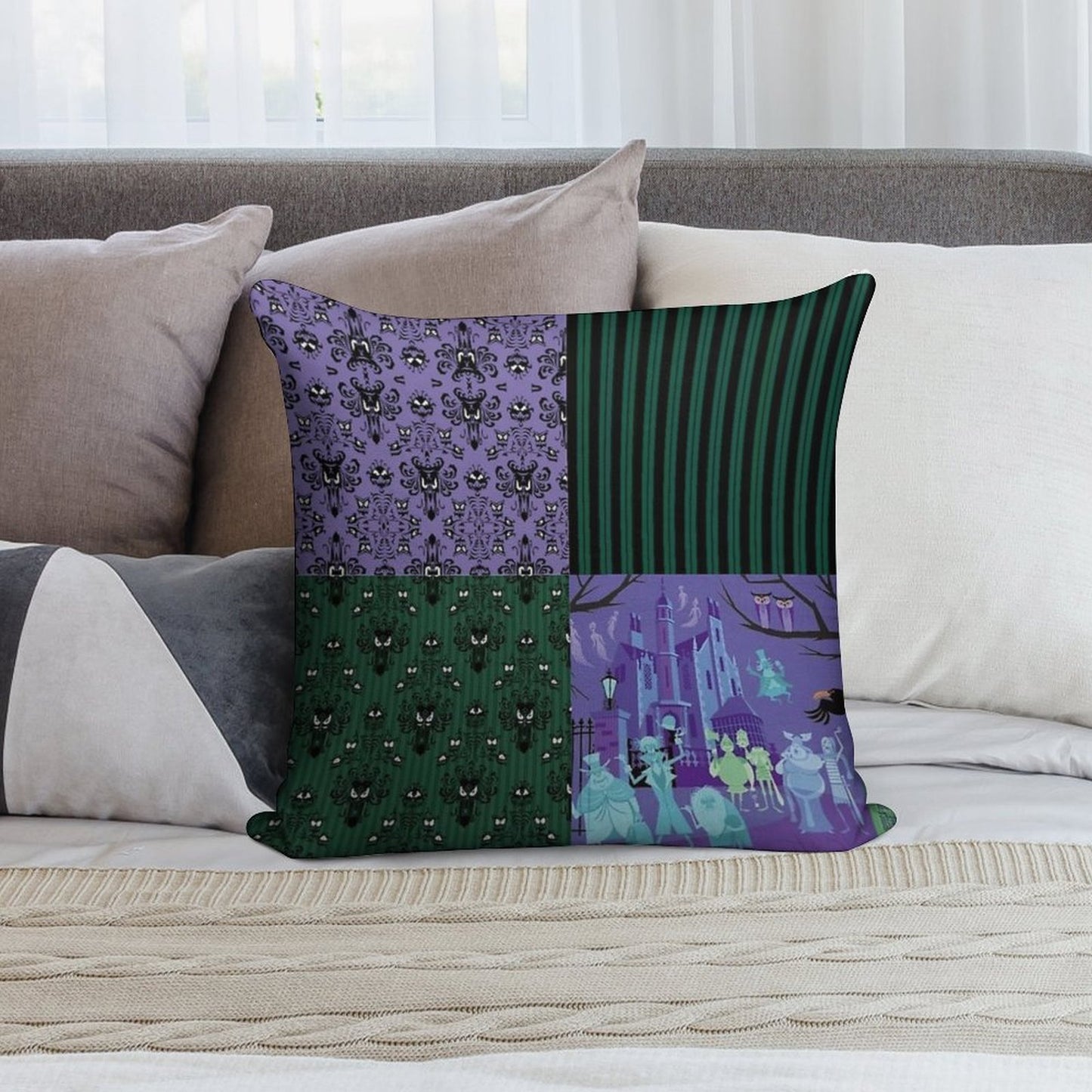 Haunted Mansion Pattern Soft Bedroom Essential Throw Pillow