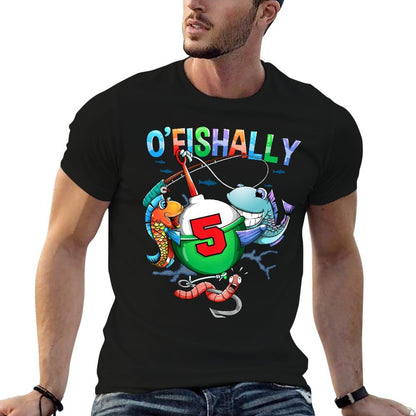 Kids Ofishally 5 Birthday Theme 5 Year Old Boys Birthday Fishing  Breathable T-Shirt