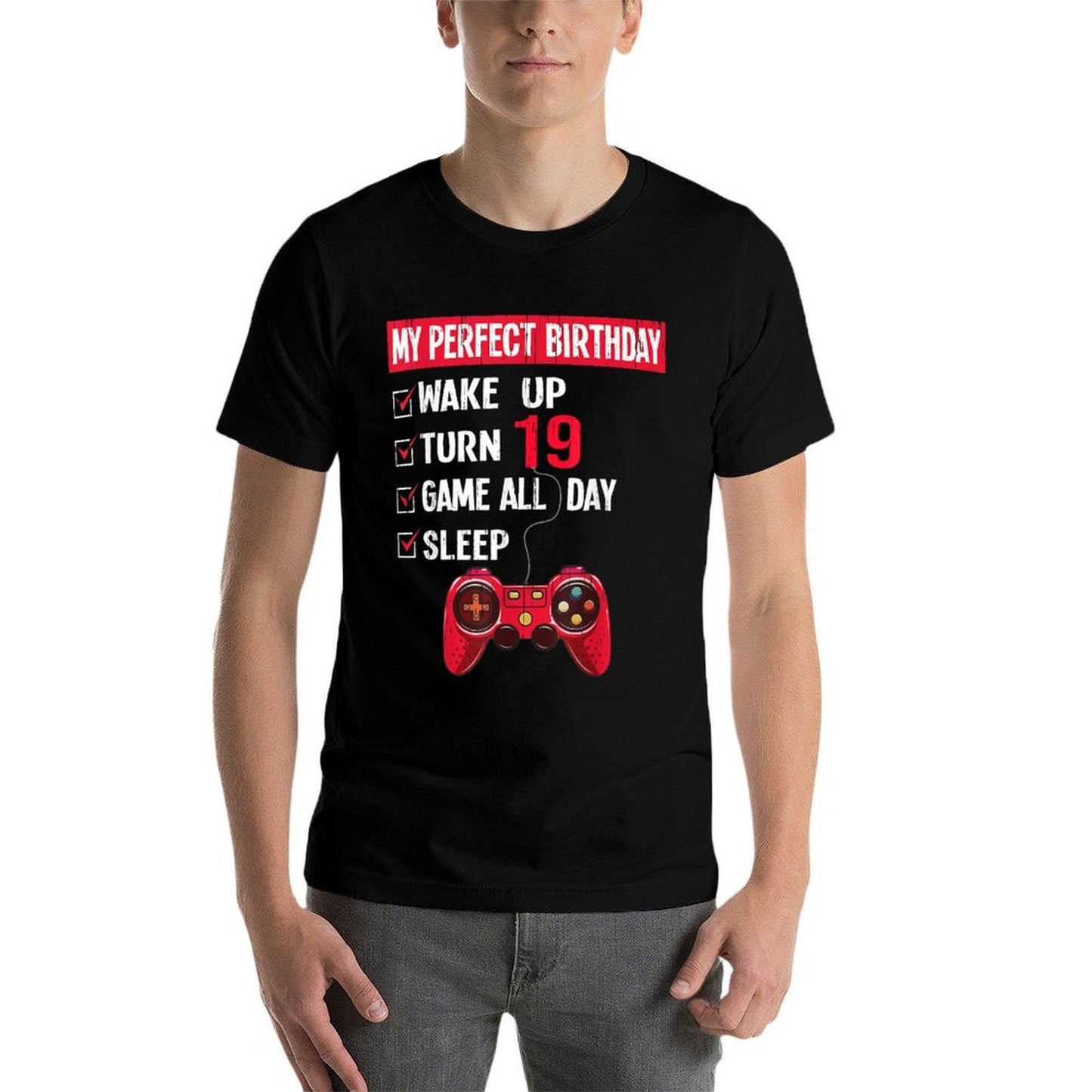 19 Years Old Gamer 19th Birthday Boy My Perfect Party Gift  Durable T-Shirt