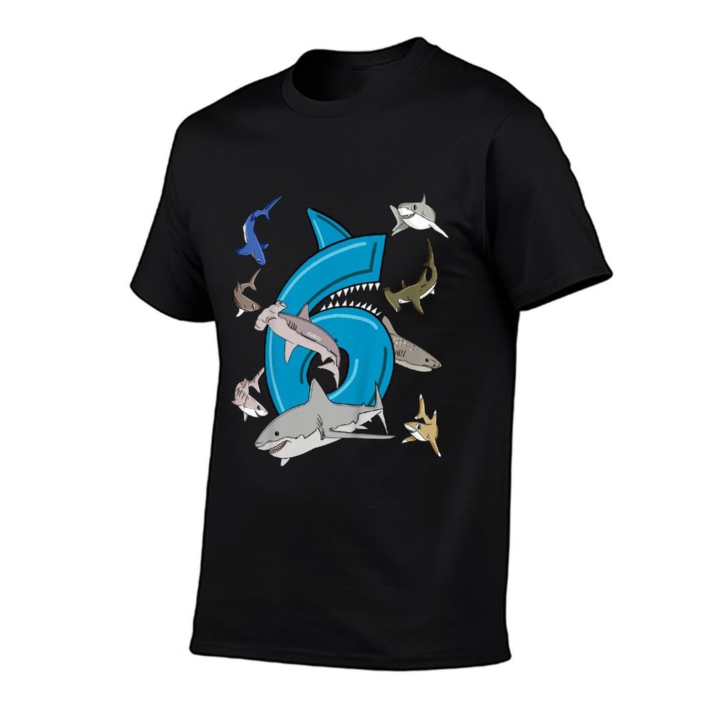 Kids 6th Birthday Boys Shark White Shark  Quick-drying T-Shirt