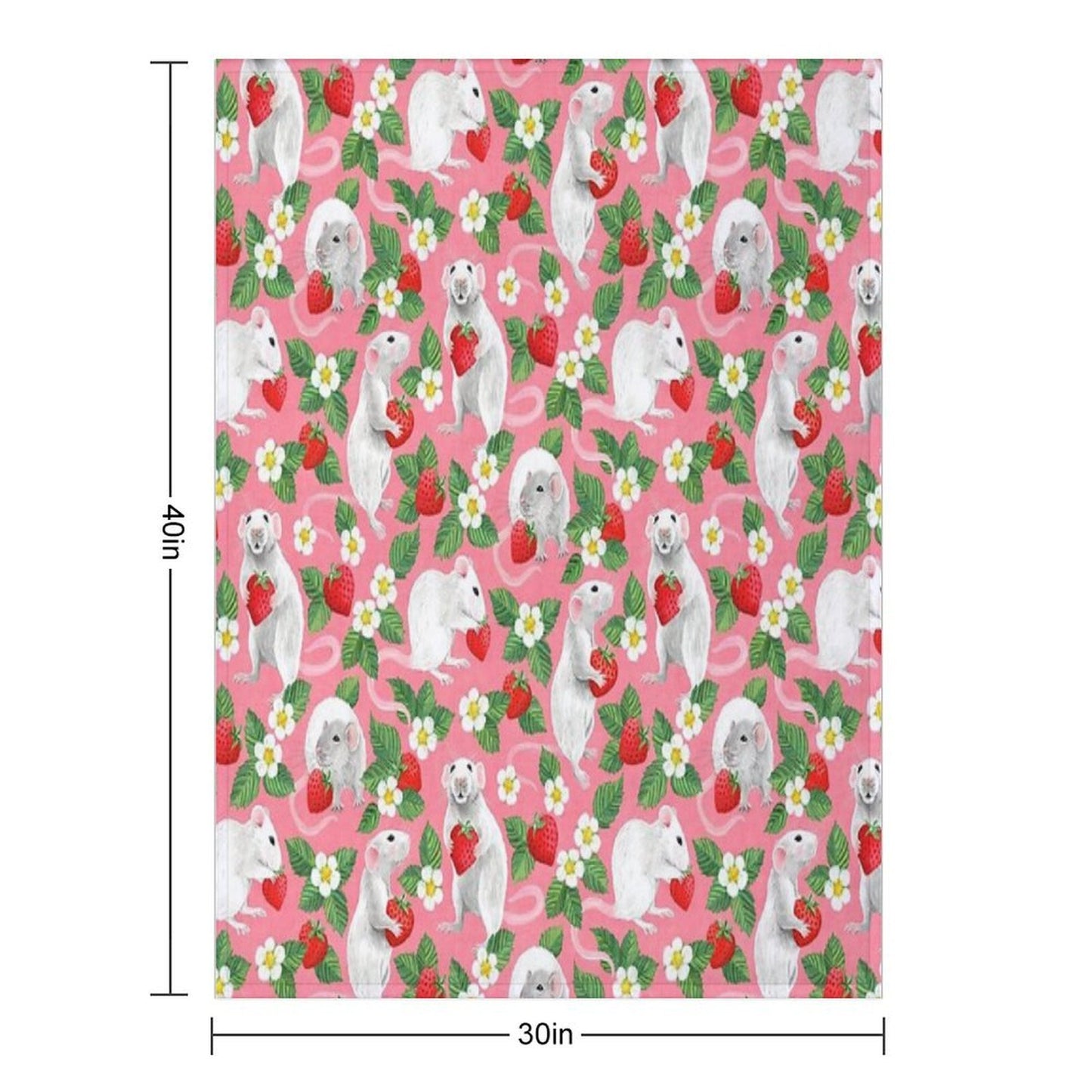 Rats Love Strawberries on Bright Pink Comfort Throw Blanket