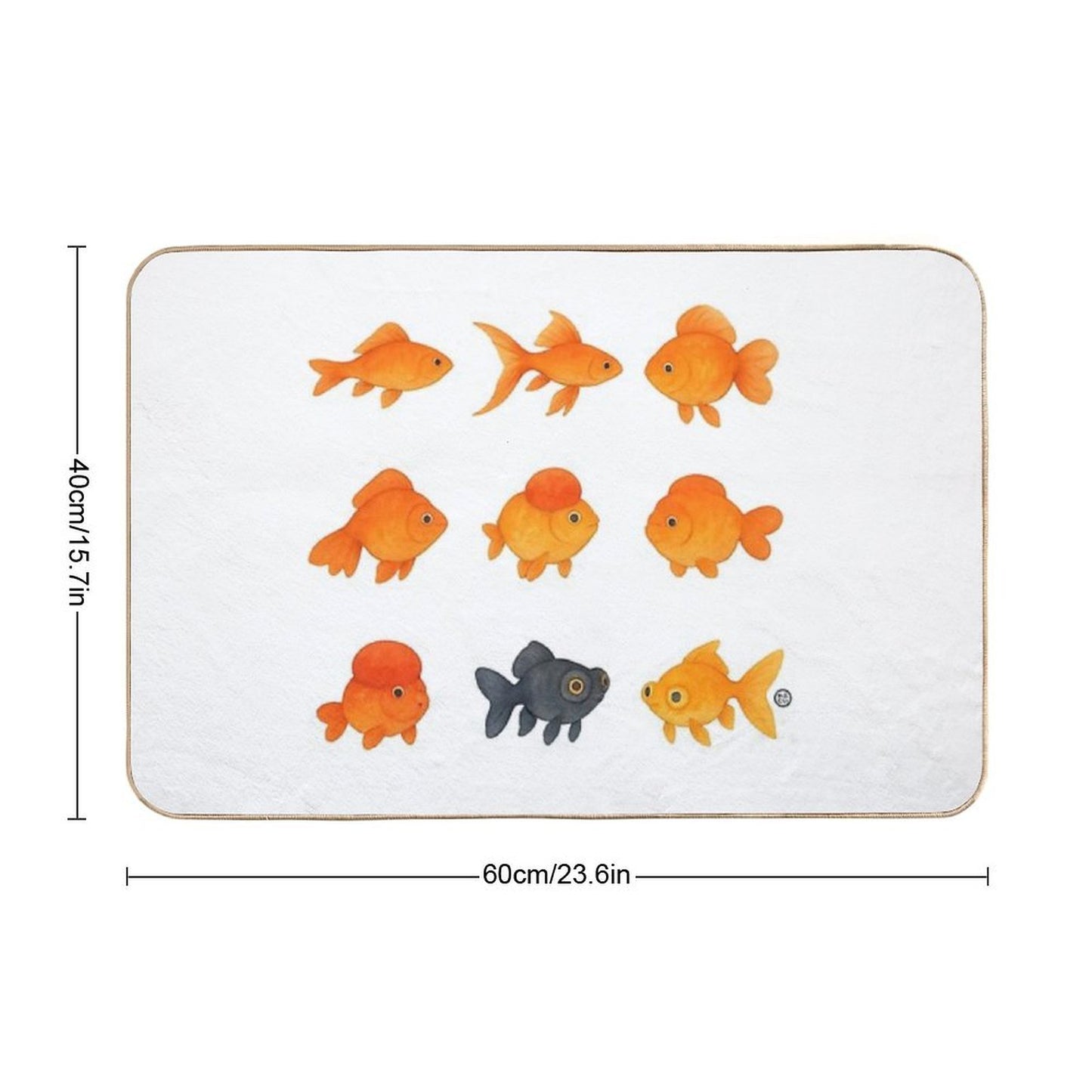 Watercolor Japanese Goldfish - Kawaii Watercolour Style  Odorless Bath Mat