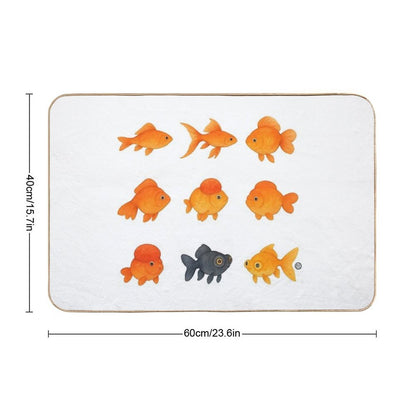 Watercolor Japanese Goldfish - Kawaii Watercolour Style  Odorless Bath Mat