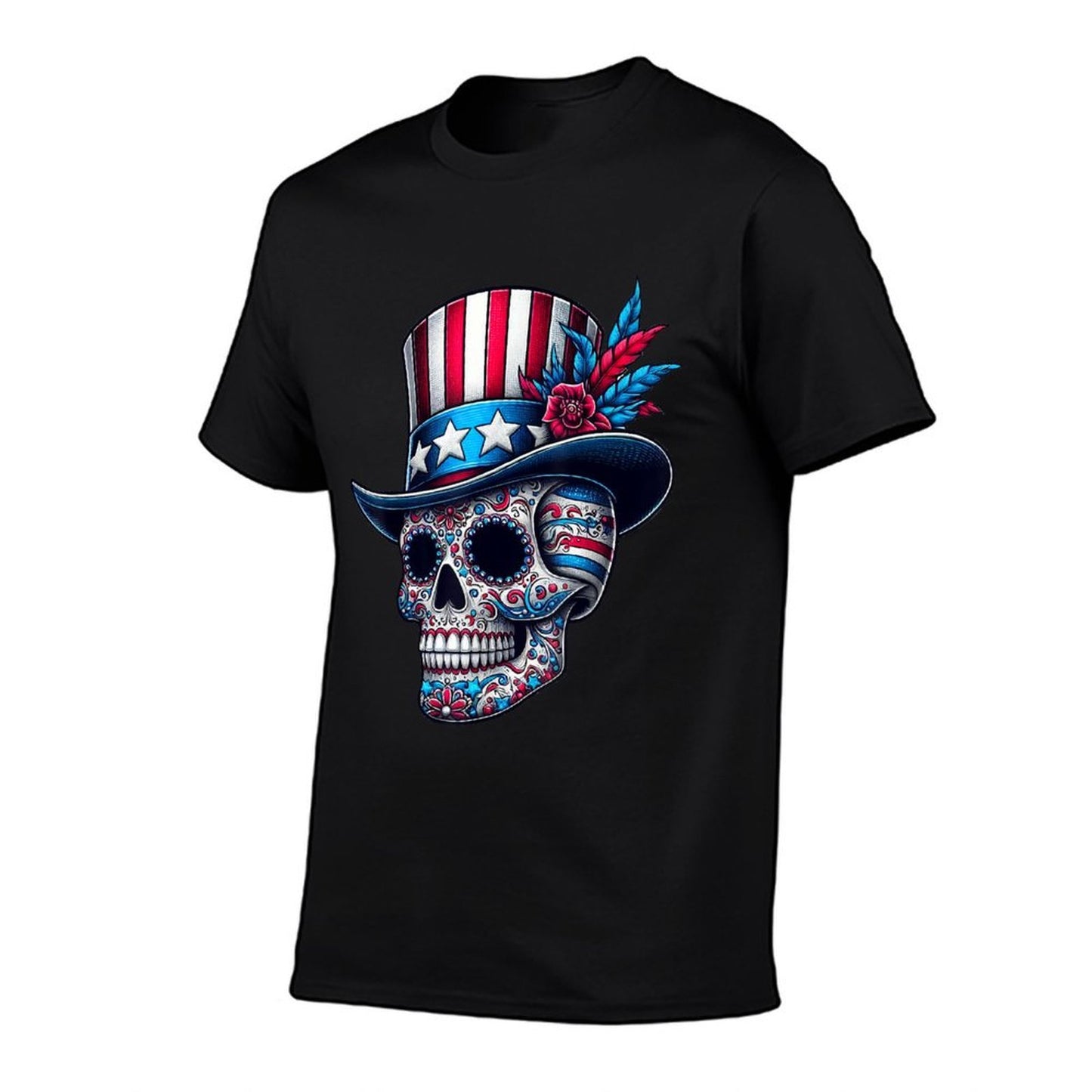 Independence Day Usa Patriot Skull 4th Of July Sugar Skull Comfortable T-Shirt