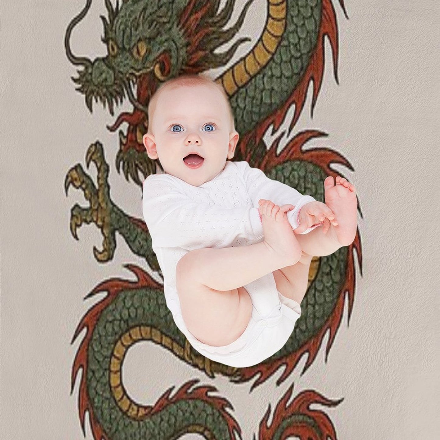 Japanese Serpentine Dragon Velvety-soft Throw Blanket