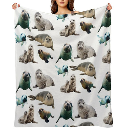 Cute Seals Gift-ready Throw Blanket