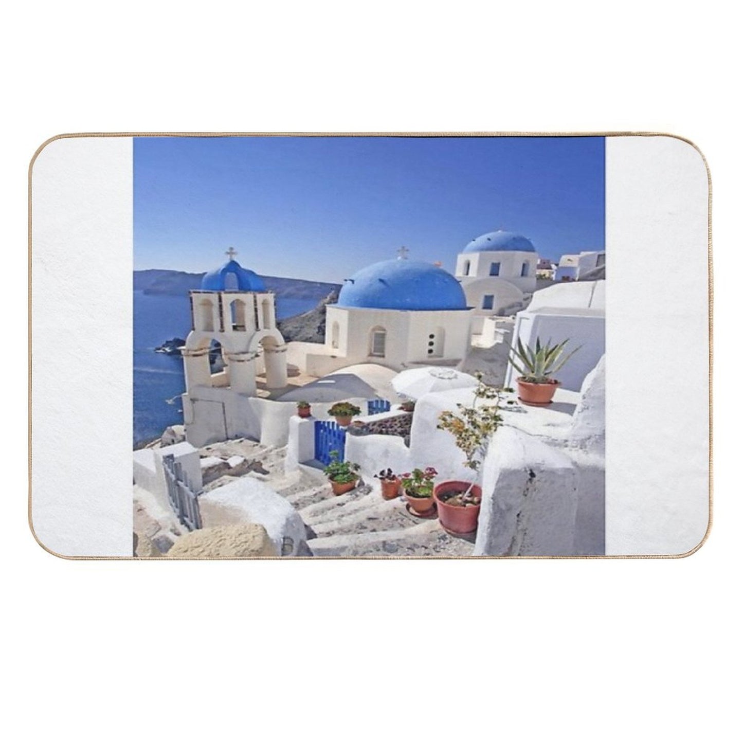 Greek Islands City  Long-Lasting Bath Mat