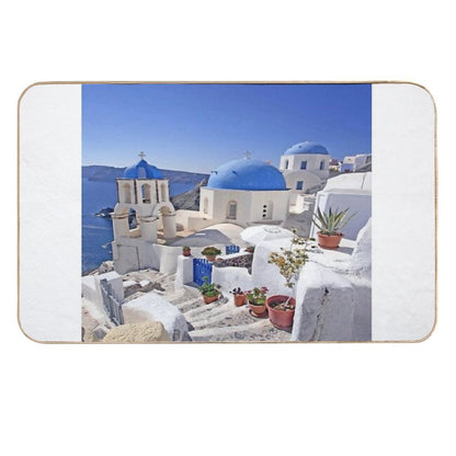Greek Islands City  Long-Lasting Bath Mat