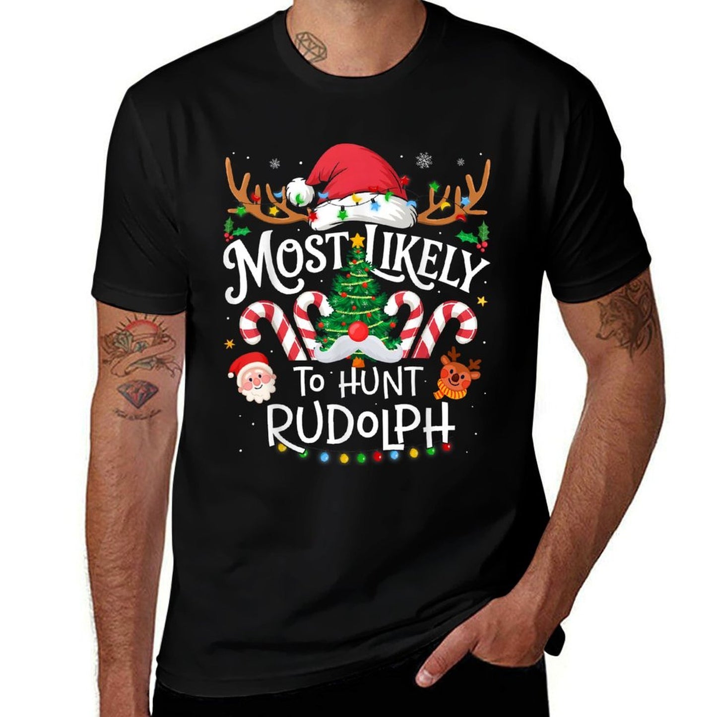 Most Likely to Hunt Rudolph Family Matching Christmas  Fade-proof Color T-Shirt