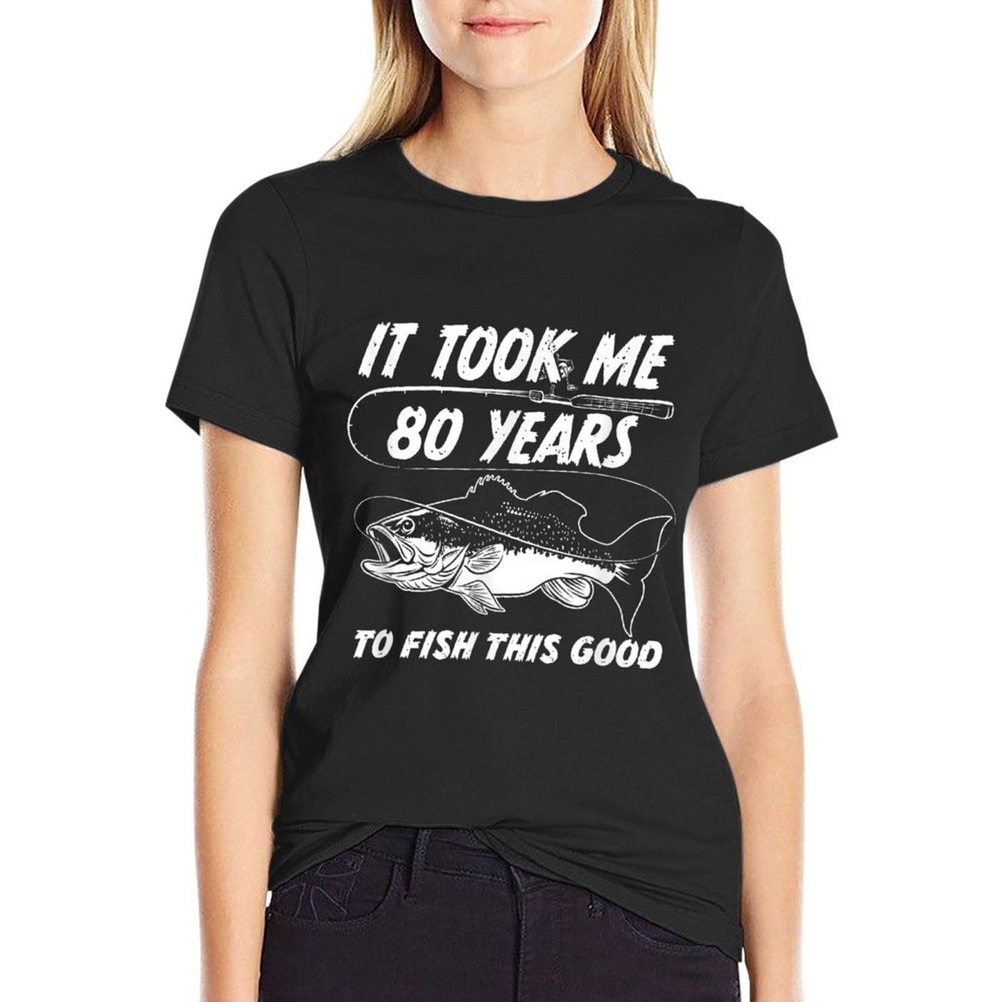 80 Year Old Birthday Fisherman Gifts 80th Bday Fishing Men  Lightweight T-Shirt