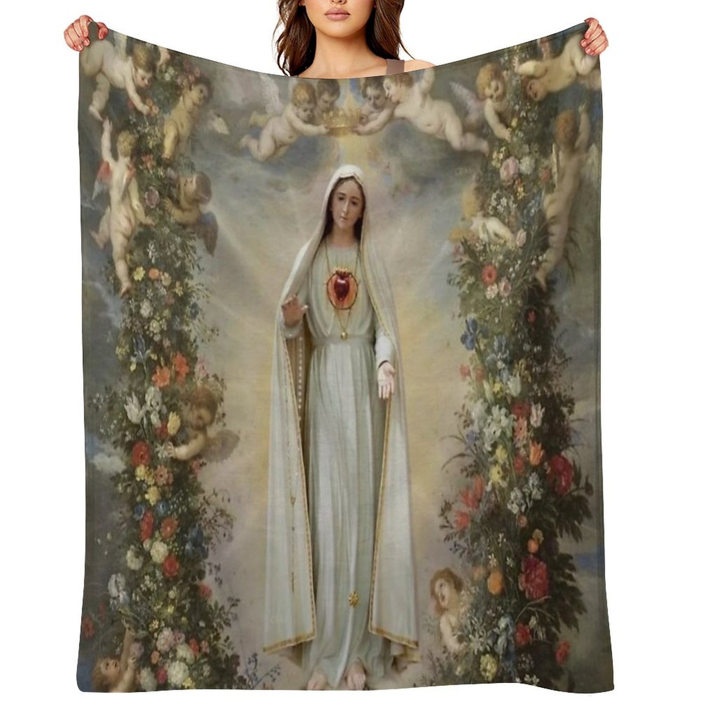 Virgin Mary Immaculate Heart of Mary Mother of God Our Lady Quick-dry Throw Blanket