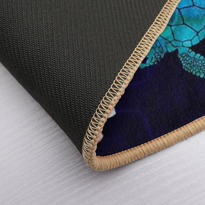 Sea Turtle with Flowers  Long-Lasting Bath Mat