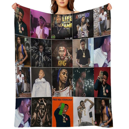 YoungBoy Never Broke Again Photo Collage Wrinkle-free Throw Blanket