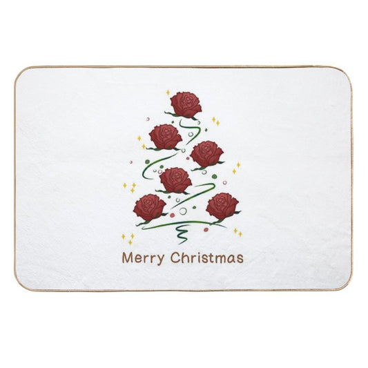 Christmas Rose Tree  Easy To Clean Bath Mat
