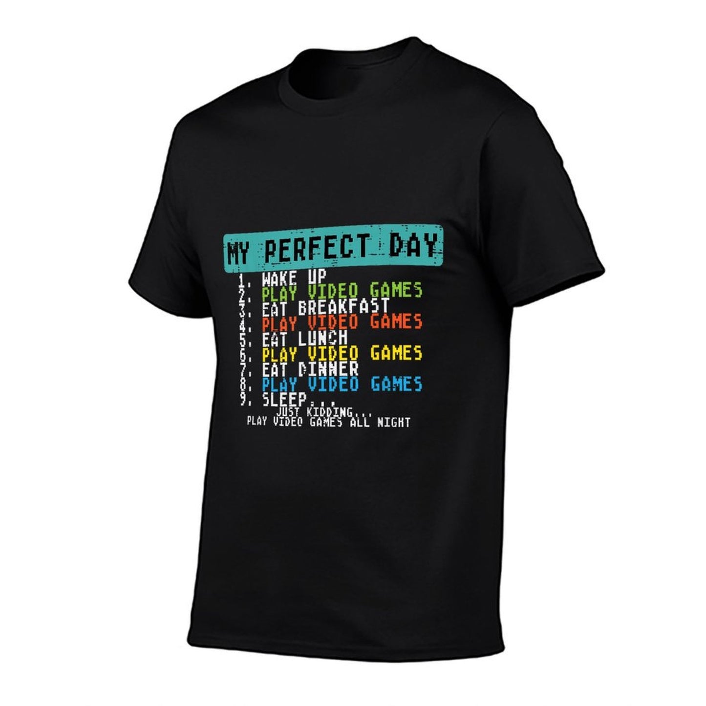 My Perfect Day Play Video Games Funny Gamer Men Boys Kids  Heathered Texture T-Shirt