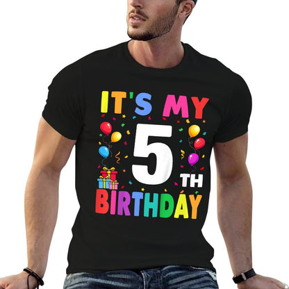 It&#39;s My 5th Birthday 5 Five Happy Birthday Boys Or Girls  Oversized Silhouette T-Shirt