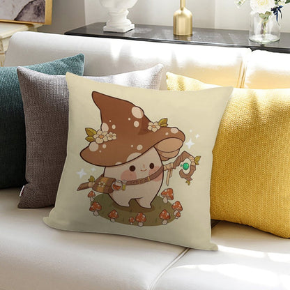 Witchy Mushroom Soft Skin-Friendly Throw Pillow