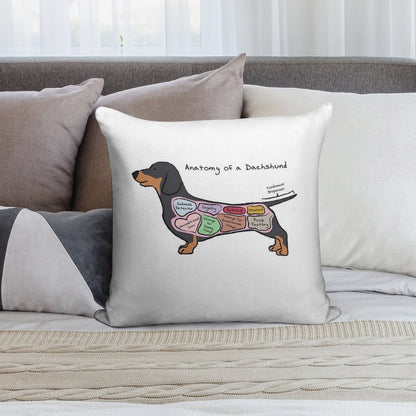 Anatomy of A Dachshund Soft Fade-Resistant Throw Pillow