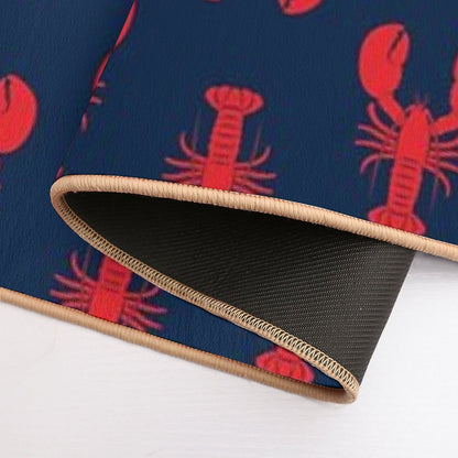 Lobsters - Red on Navy  Dirt-Trapping Bath Mat