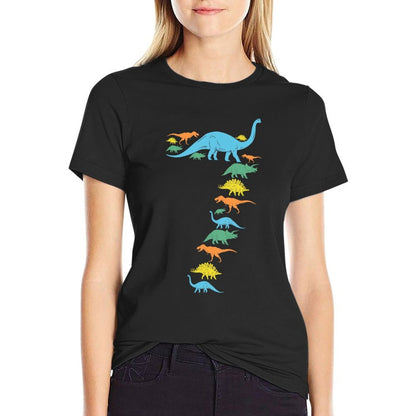 Dinosaur 7th Birthday Gift For 7 Year Old Boys Girls  Fade-proof Color T-Shirt