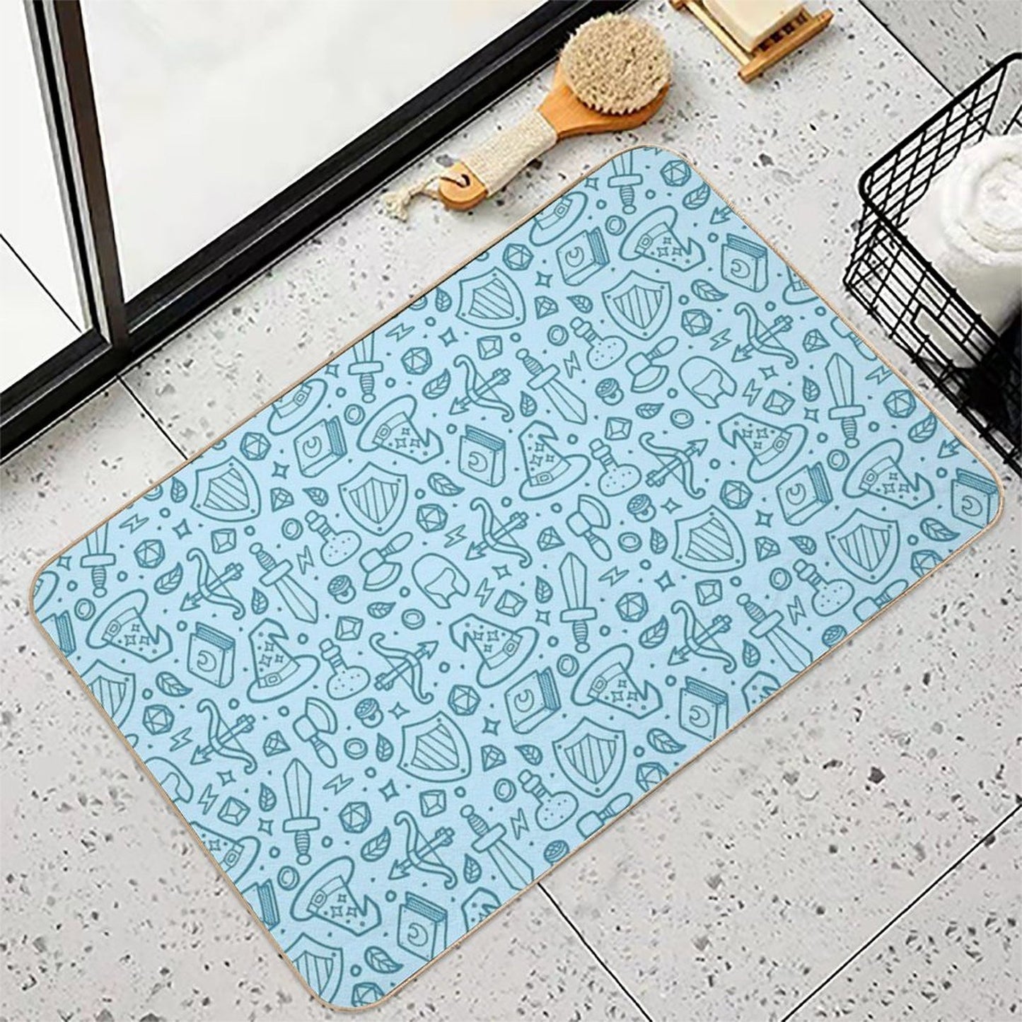Magical Epic Loot Pattern Light Blue  Rapid-Drying Bath Mat