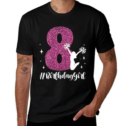 8th Birthday Cheerleader Girl 8 Years Old Cheerleading  Soft T-Shirt