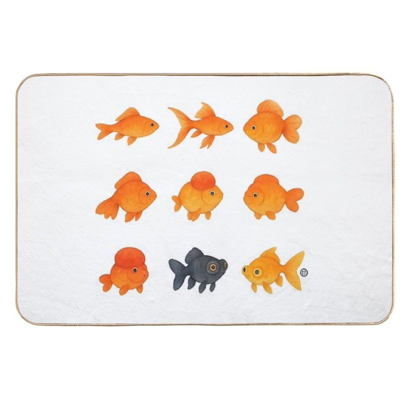 Watercolor Japanese Goldfish - Kawaii Watercolour Style  Odorless Bath Mat