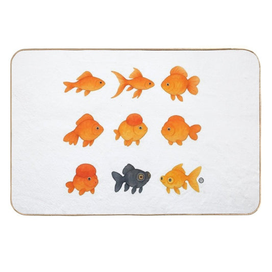 Watercolor Japanese Goldfish - Kawaii Watercolour Style  Odorless Bath Mat