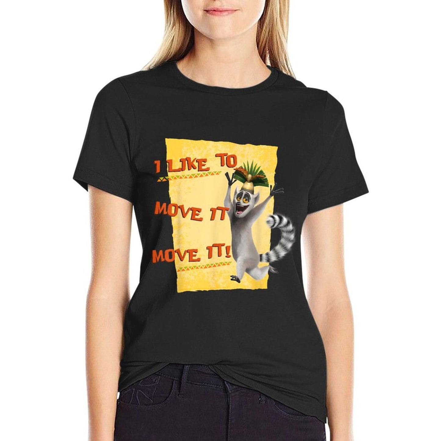 Madagascar Julien Move It Text Poster  Cotton T-Shirt