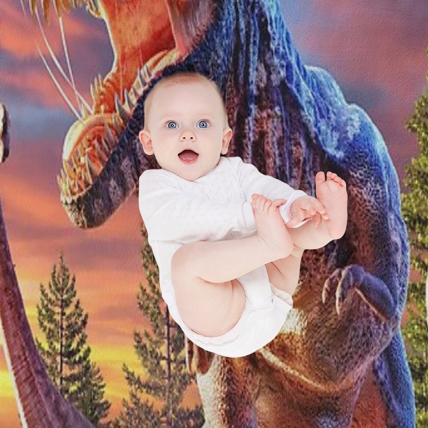 T-Rex_Attack Premium Throw Blanket