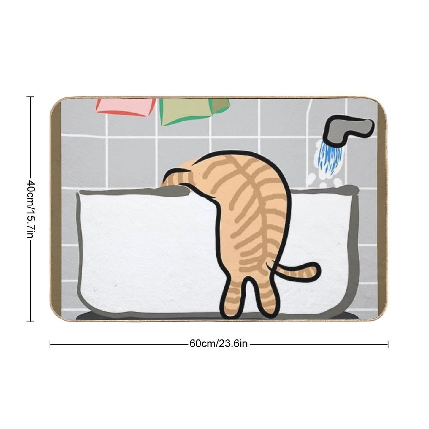Ａ Cat That Sneaks to Drink Bath Water  Non-Slip Bath Mat