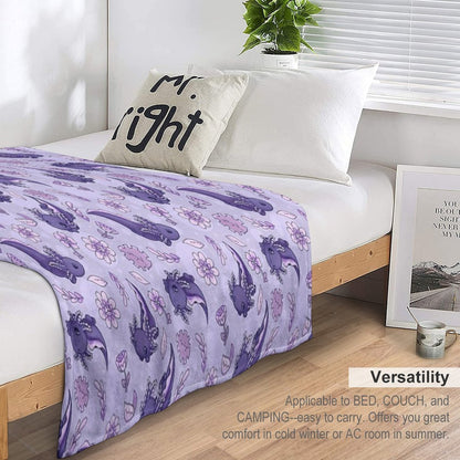 Floral Speckled Axolotl Pattern - Winter Edition Multi-functional Throw Blanket