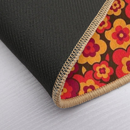 Retro Vintage Orange Poppies  Anti-Trip Bath Mat