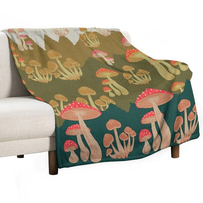 Mushroom Vintage Landscape Premium Throw Blanket