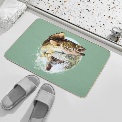 Mary Tracy - Jumping Walleye  Repositionable Bath Mat