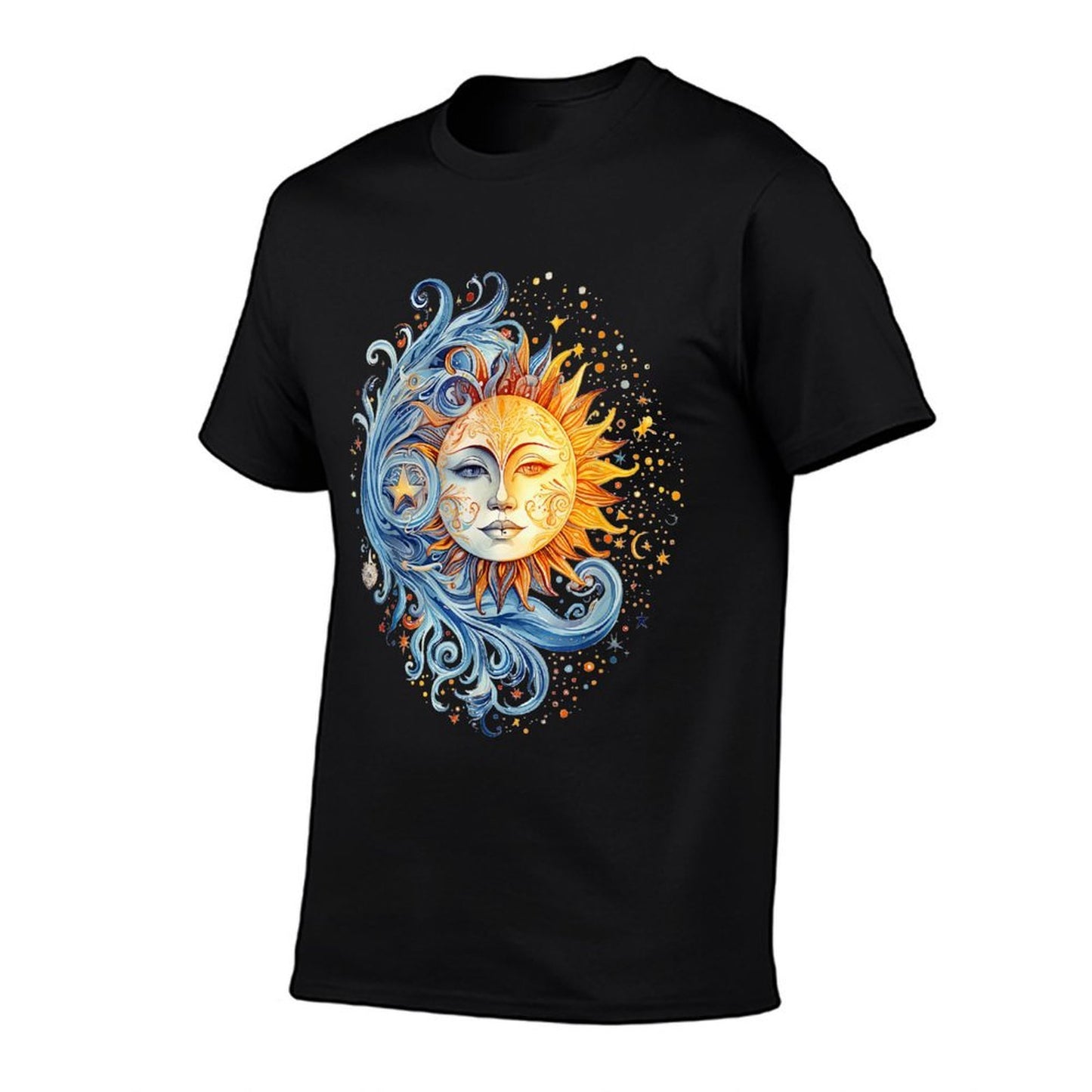 Mystic Sun And Moon Woman Mystical Flowers Aesthetic  High-quality Stitching T-Shirt