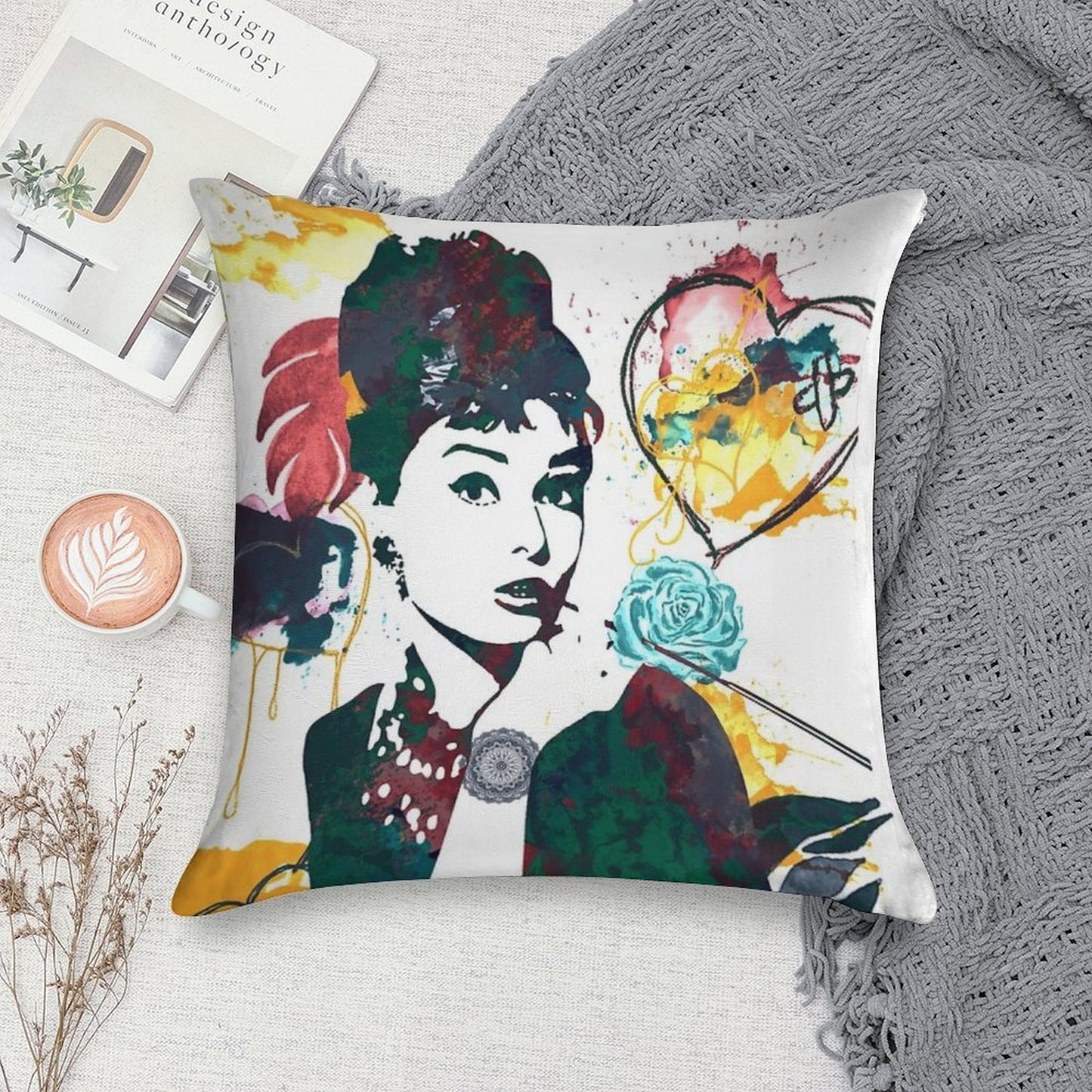 Audrey Hepburn Nature Colours Soft Reinforced Edging Throw Pillow