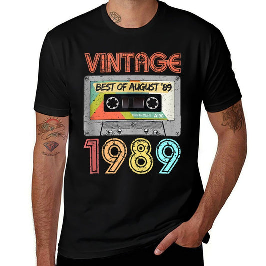 August 1989 30th Birthday  Mens Womens Vintage 1989  Relaxed-fit T-Shirt