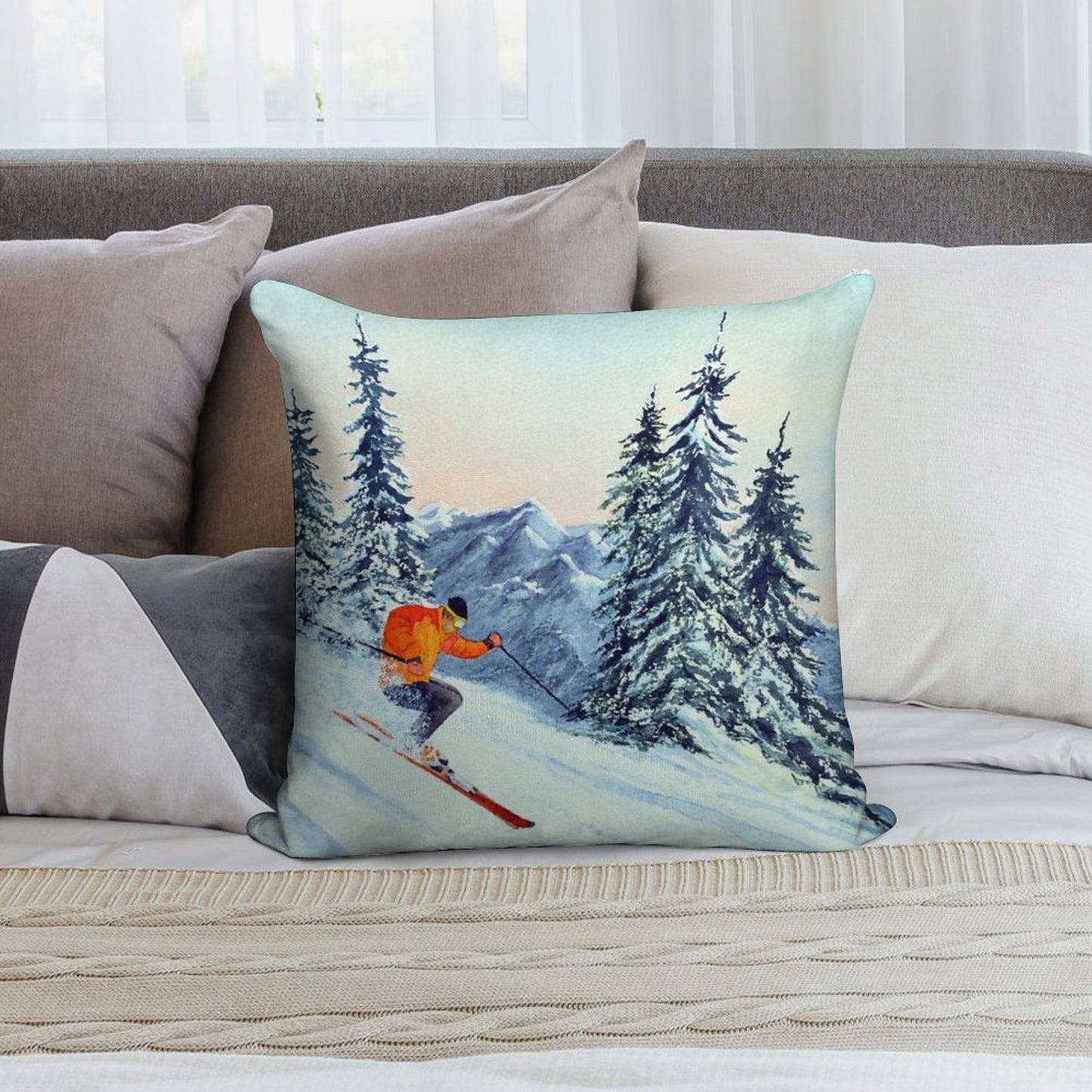 Skiing - The Clear Leader Soft Washable Throw Pillow