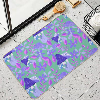 Groovy Shrooms & Blooms - Mushroom And Floral Pattern  Pet-Safe Bath Mat
